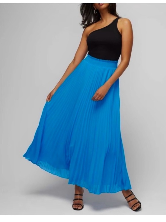 White House Black Market Dresses & Skirts - White House Black Market WHBM Isla Blue Flowy Pleated Maxi Skirt 6